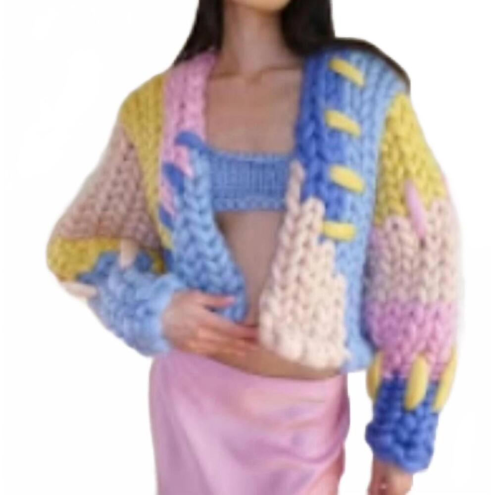 NEW HOPE MACAULAY patchwork colossal knit jacket in multi